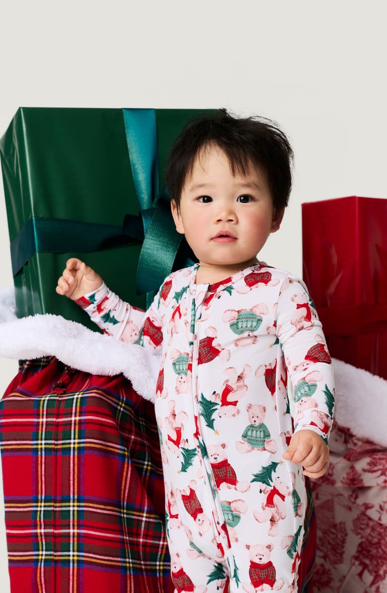 Posh Peanut Lachlan Fitted Convertible One-Piece Pajamas, Alternate, color, White