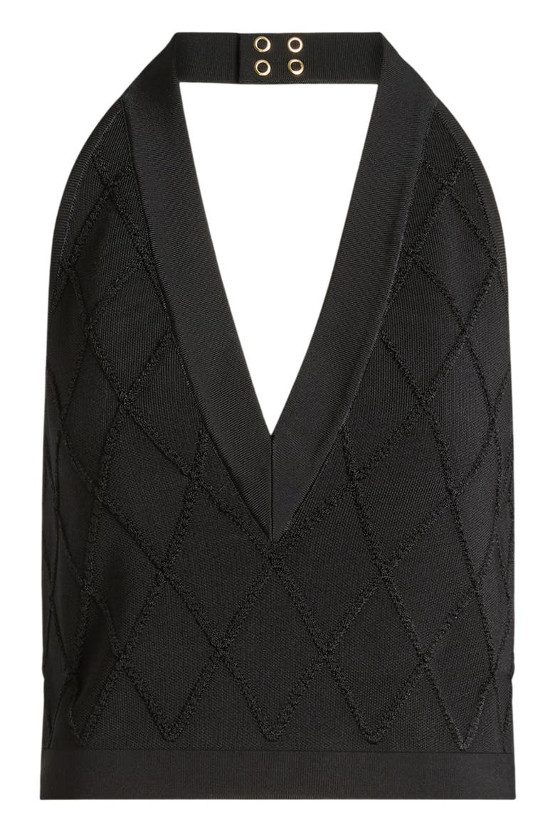 Quilted knit halterneck top, Main, color, black