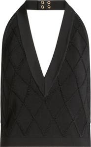 Balmain Quilted knit halterneck top