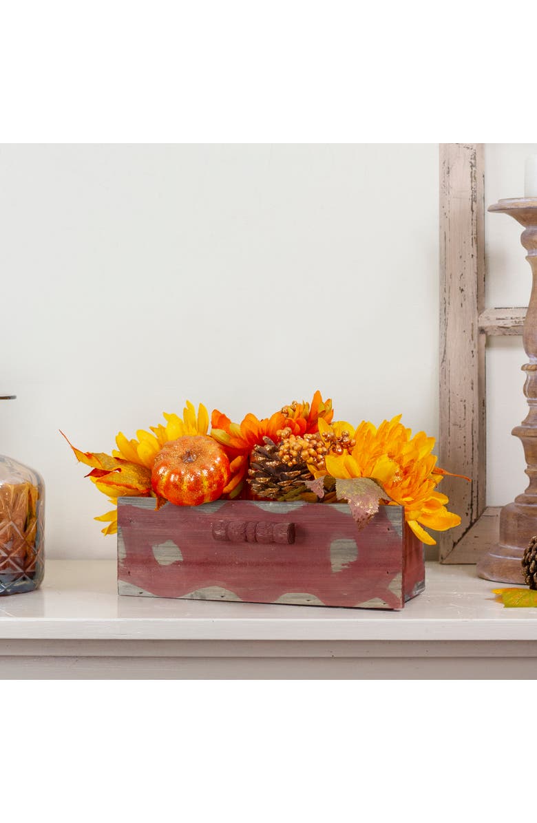 Northlight Glittered Flower Arrangement Box Fall Harvest Centerpiece - 14", Alternate, color, 