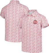 GARB Youth Garb White/Scarlet Ohio State Buckeyes Tom Allover Print Performance Polo