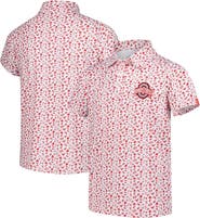 GARB Youth Garb White/Scarlet Ohio State Buckeyes Tom Allover Print Performance Polo