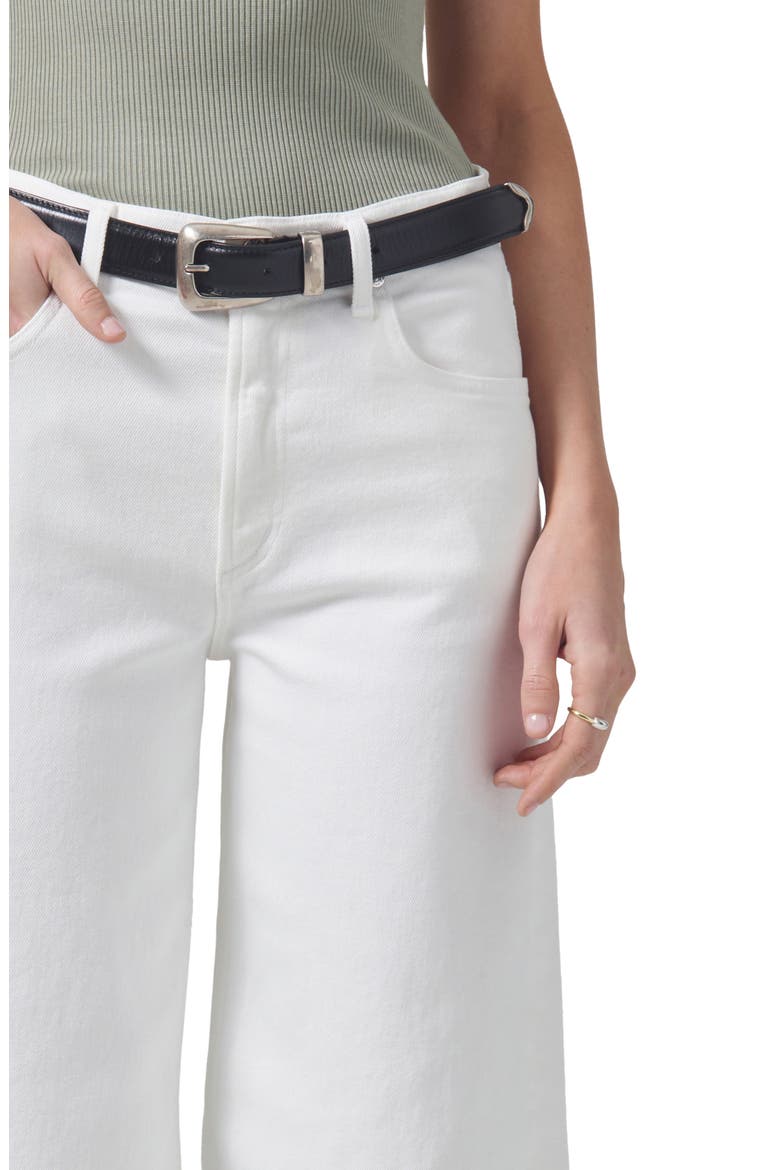 Lyra Raw Hem Ankle Wide Leg Jeans, Alternate, color, WHITE
