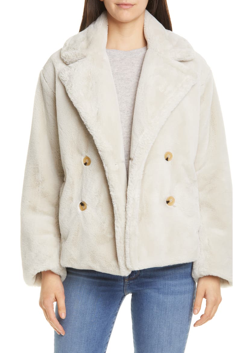 Double Breasted Plush Jacket, Main, color, CREAM