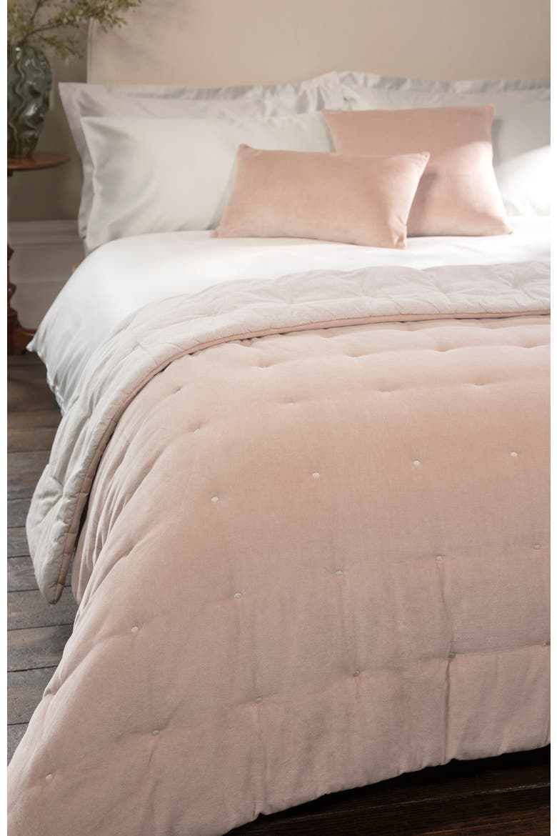 Jaipur Luxury Cotton Velvet Quilted Throw, Alternate, color, Dusty Pink