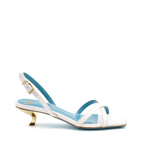 Valentina Rangoni Vulcano Halter Satin Sandal In Bianco Rosso