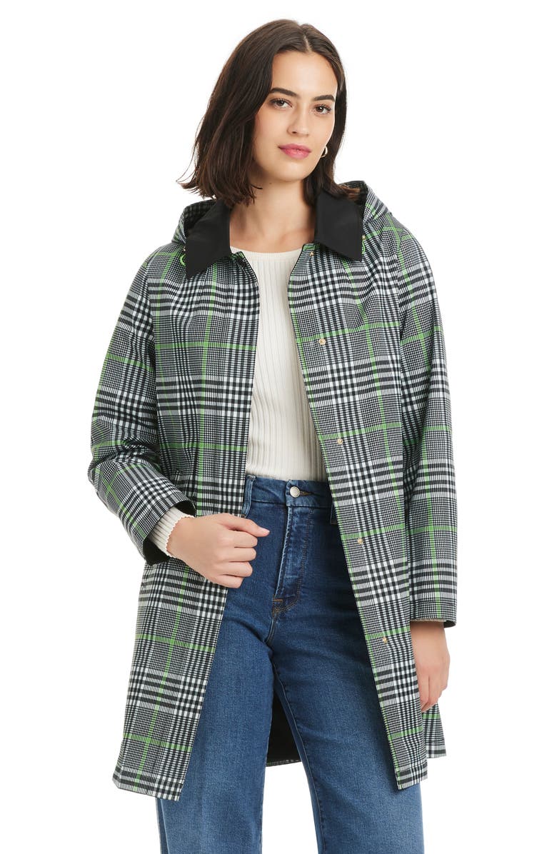 Kate Spade New York plaid short rain coat, Alternate, color, Pop Glen Plaid