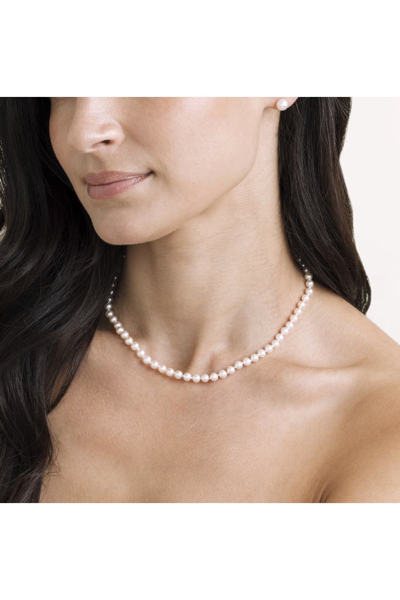 5.0-5.5mm Hanadama Akoya White Pearl Necklace, Main, color, Yellow Gold Clasp