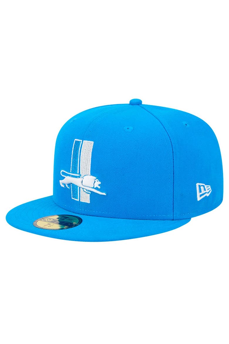 Men's New Era Blue Detroit Lions Omaha Throwback 59FIFTY Fitted Hat, Alternate, color, Blue