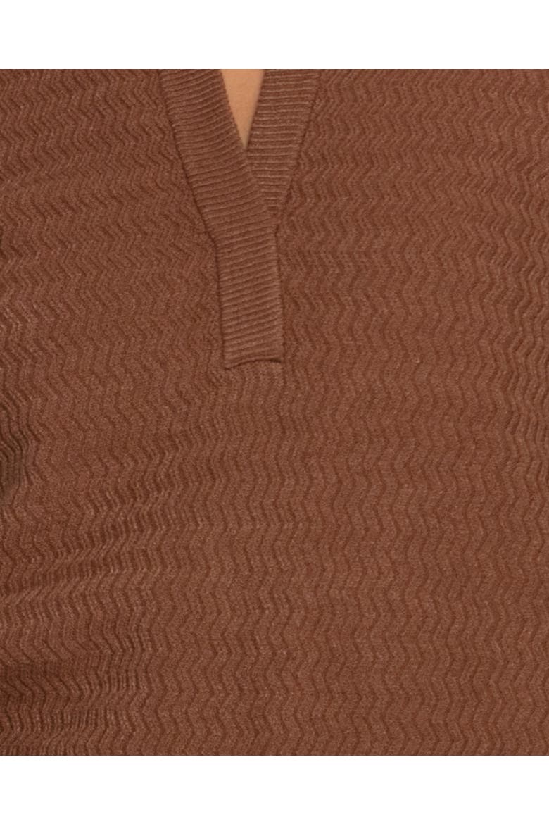 Frankie Textured Knitted Long Sleeve Top, Alternate, color, Dark Brown