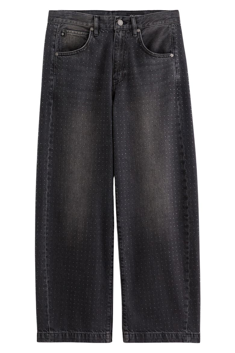 Hattie Crystal Embellished High Waist Barrel Jeans, Alternate, color, STAR LIGHT
