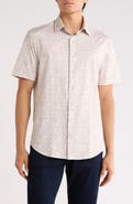 Bugatchi Abstract Print Stretch Cotton Short Sleeve Button-Up Shirt