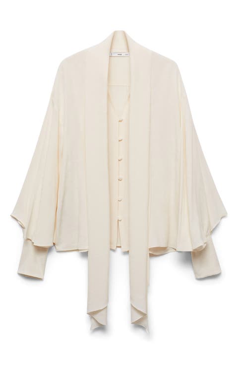 Garden Button-Up Top with Scarf