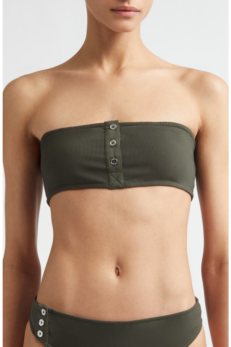 Strapless Rib Bikini Top, Main, color, DARK GREEN