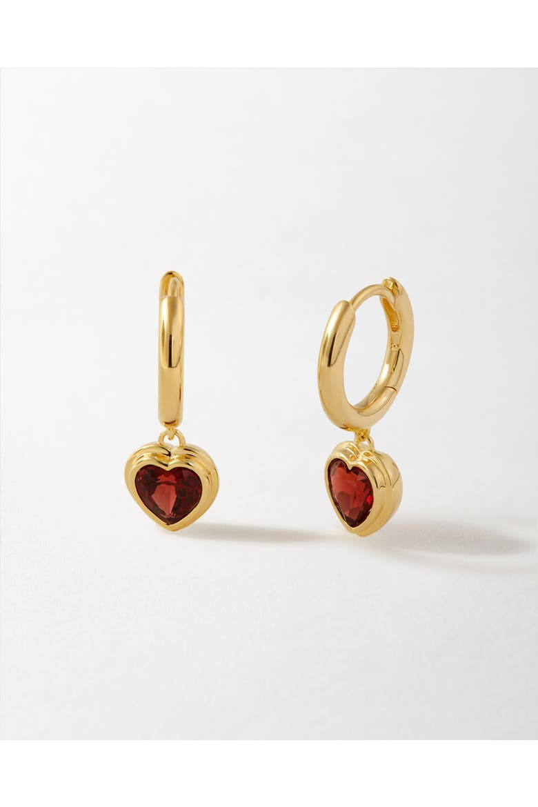 Heart Red Garnet Earrings, Alternate, color, Red Garnet