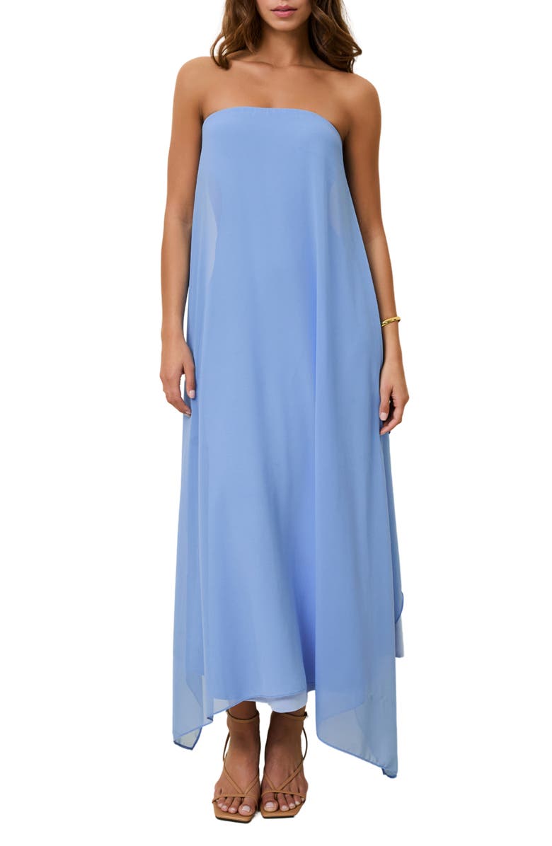 Solid & Striped The Indira Strapless Maxi Dress, Main, color, Blue Lagoon