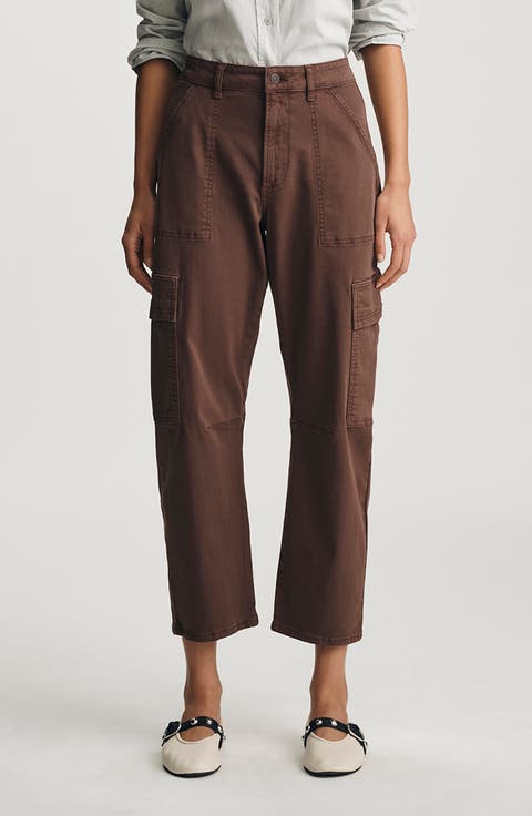 Vinnie High Waist Ankle Barrel Cargo Twill Pants