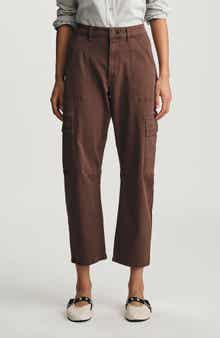 Vinnie High Waist Ankle Barrel Cargo Twill Pants