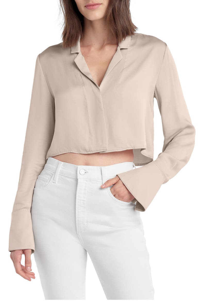 The Cropped Lily Print Top, Main, color, DUSTY PINK