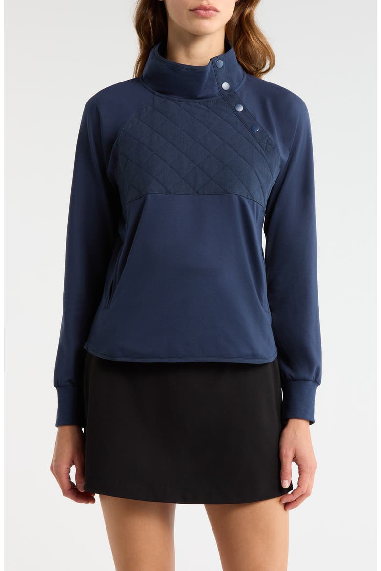 Ellis Mixed Media Pullover, Main, color, NAVY