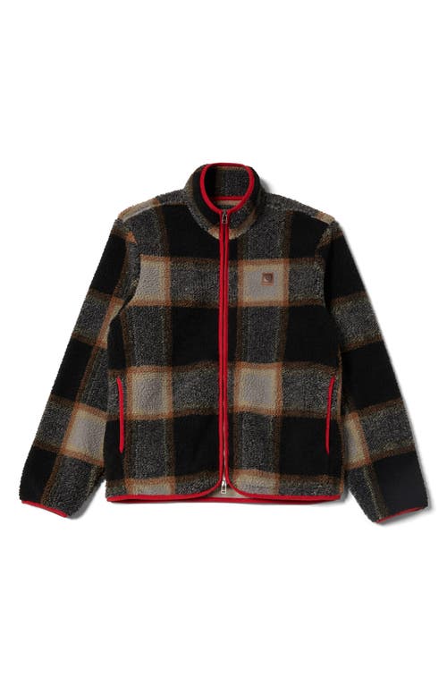 Brixton Buffalo Plaid Fleece Zip-up Jacket In Black