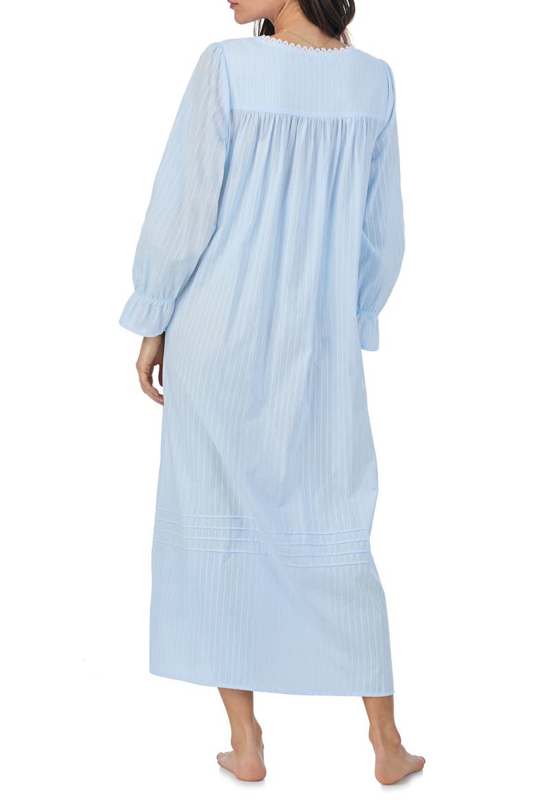 Long Sleeve Cotton Dobby Nightgown, Alternate, color, BLUE