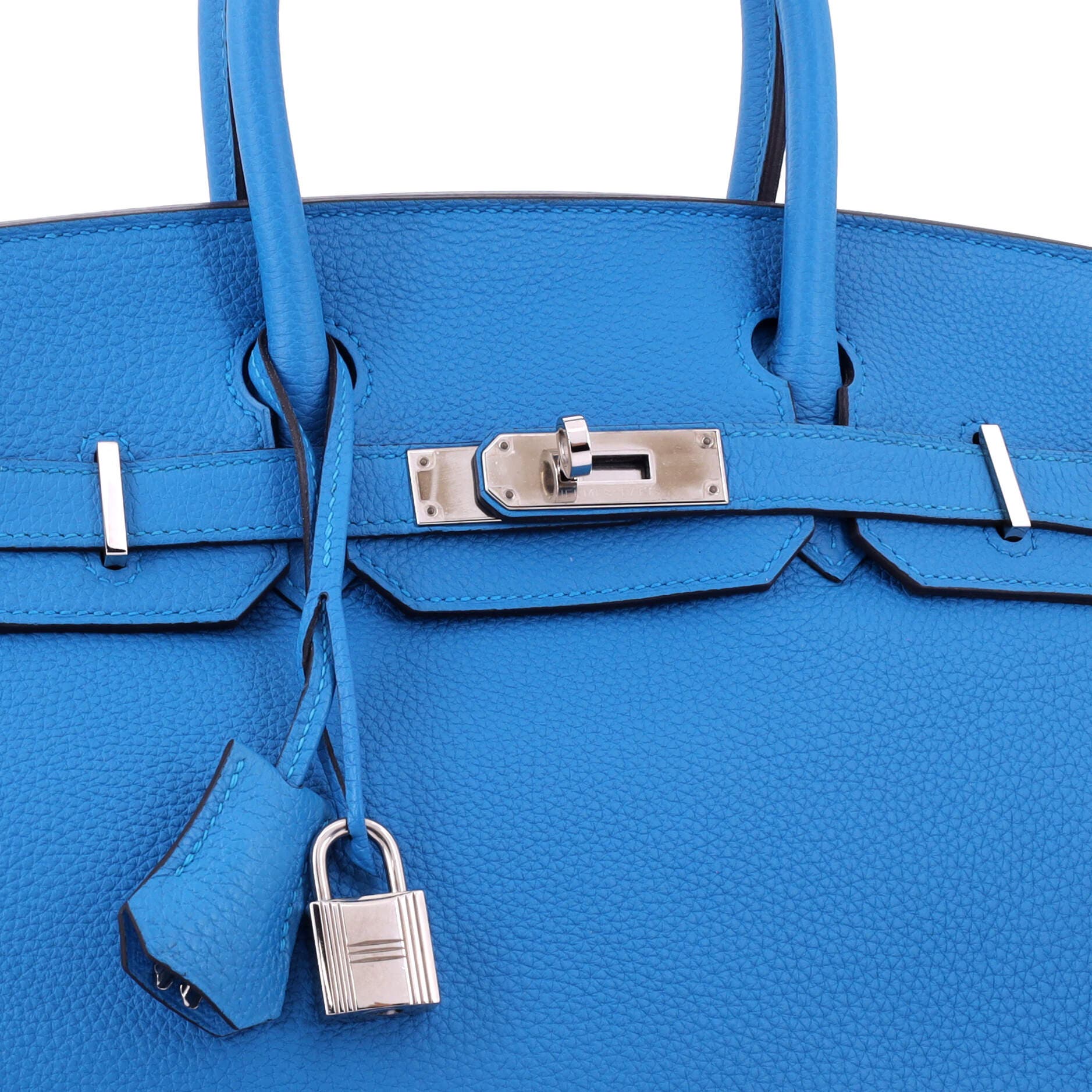 Pre-Owned Hermes Birkin Handbag Blue Togo with Palladium Hardware 30, Alternate, color, Bleu Zanzibar