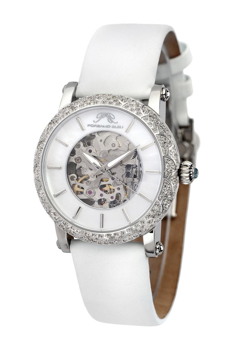 Women's Liza Topaz Stone Automatic Watch, 38mm x 44mm, Main, color, SILVER WHITE