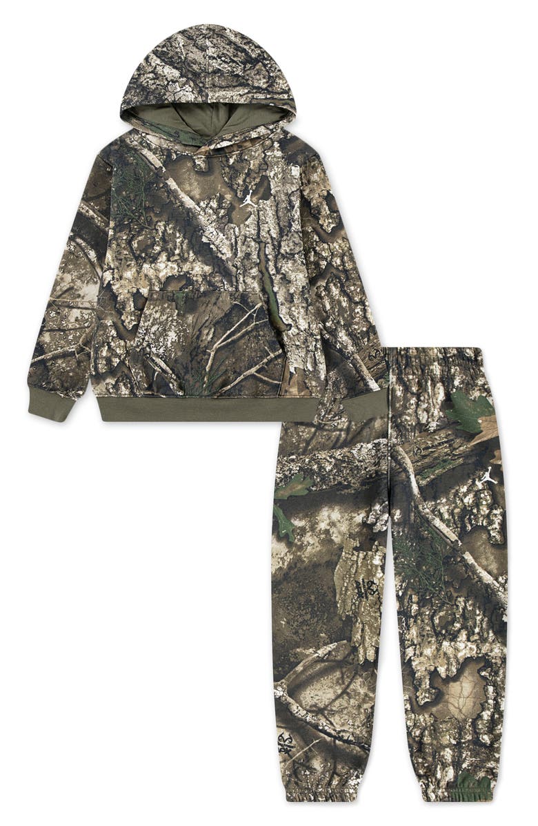 Jordan Kids' x Realtree MJ MVP Fleece Hoodie & Joggers Set, Main, color, Medium Olive