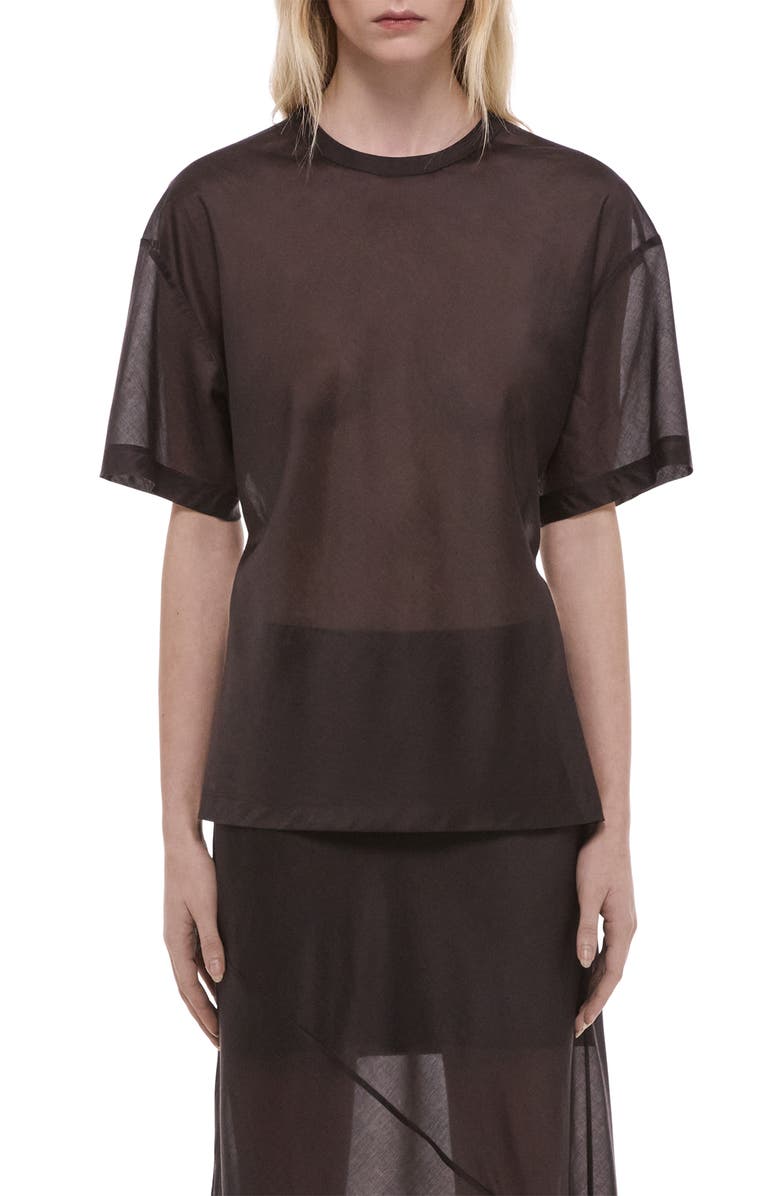 Helmut Lang Sheer Tie Waist T-Shirt, Main, color, 