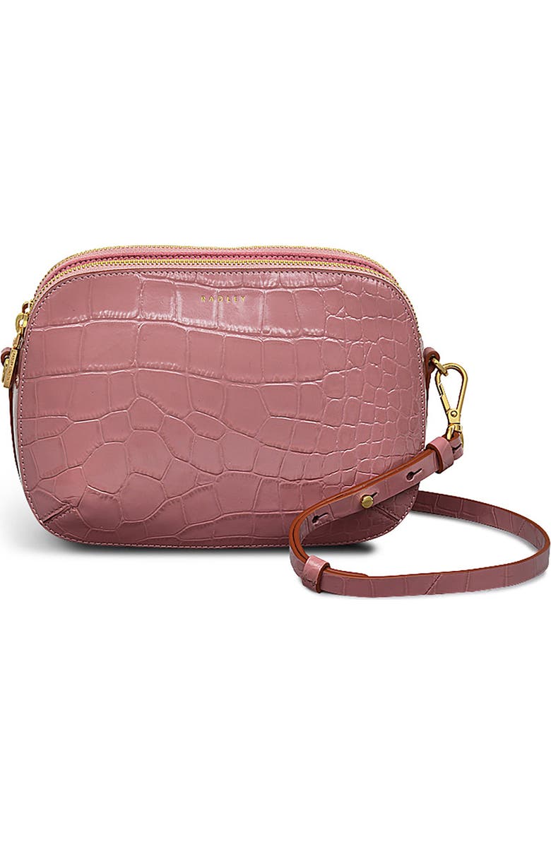Radley Medium Duke's Place Croc Embossed Leather Crossbody Bag, Main, color, French Rose