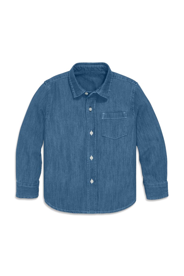 Kids Long Sleeve Button Down In Chambray, Main, color, Classic Chambray