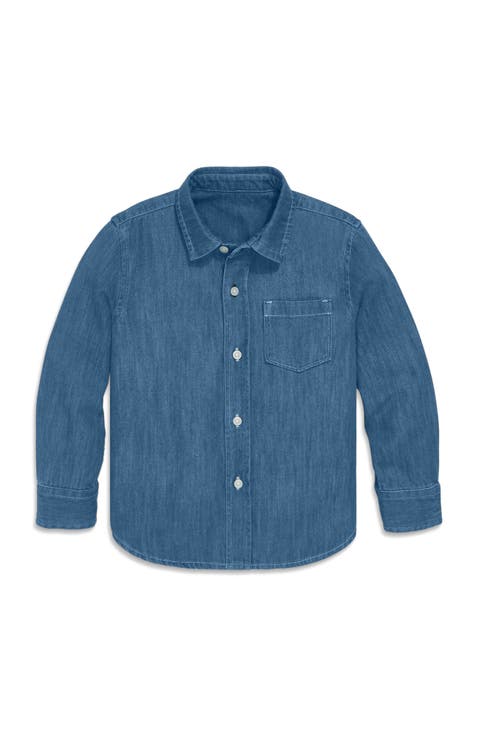 Kids Long Sleeve Button Down In Chambray (Toddler, Little Kid, & Big Kid)