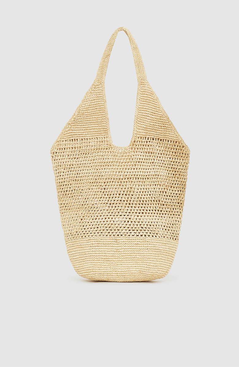 ANINE BING Leah Logo Hobo Bag, Alternate, color, Natural Raffia