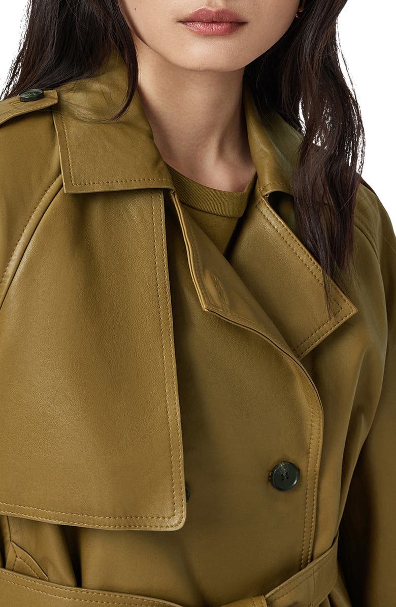 AllSaints Reed Leather Trench Jacket, Alternate, color, Fango Green