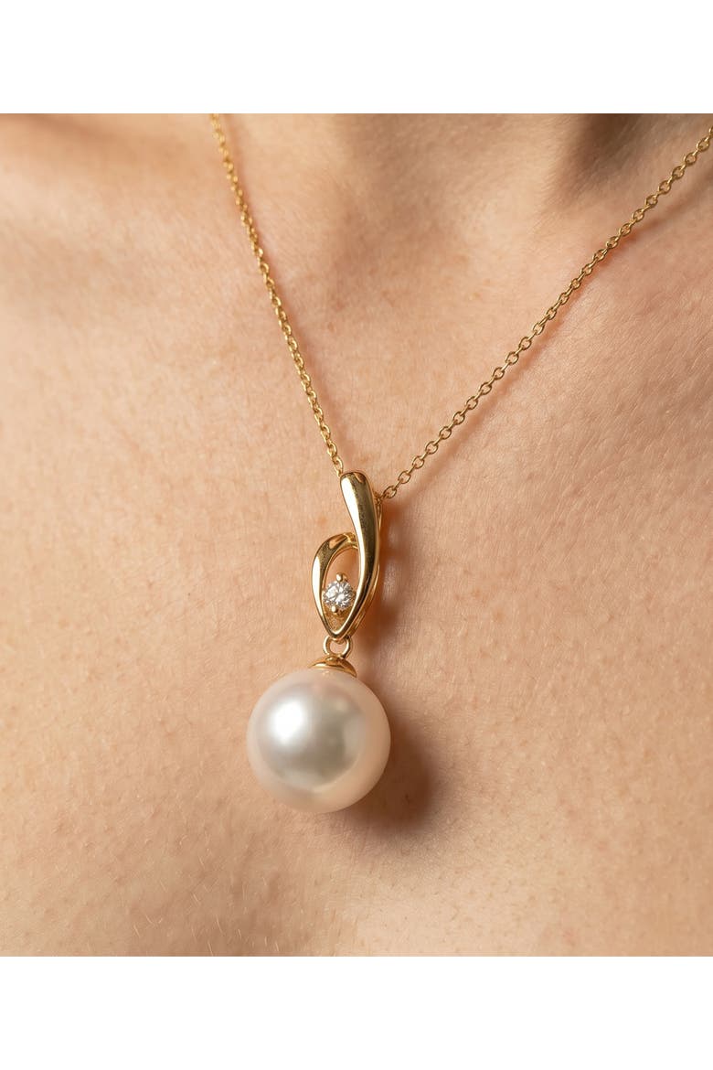White South Sea Pearl & Diamond Lois Pendant, Alternate, color, Yellow Gold