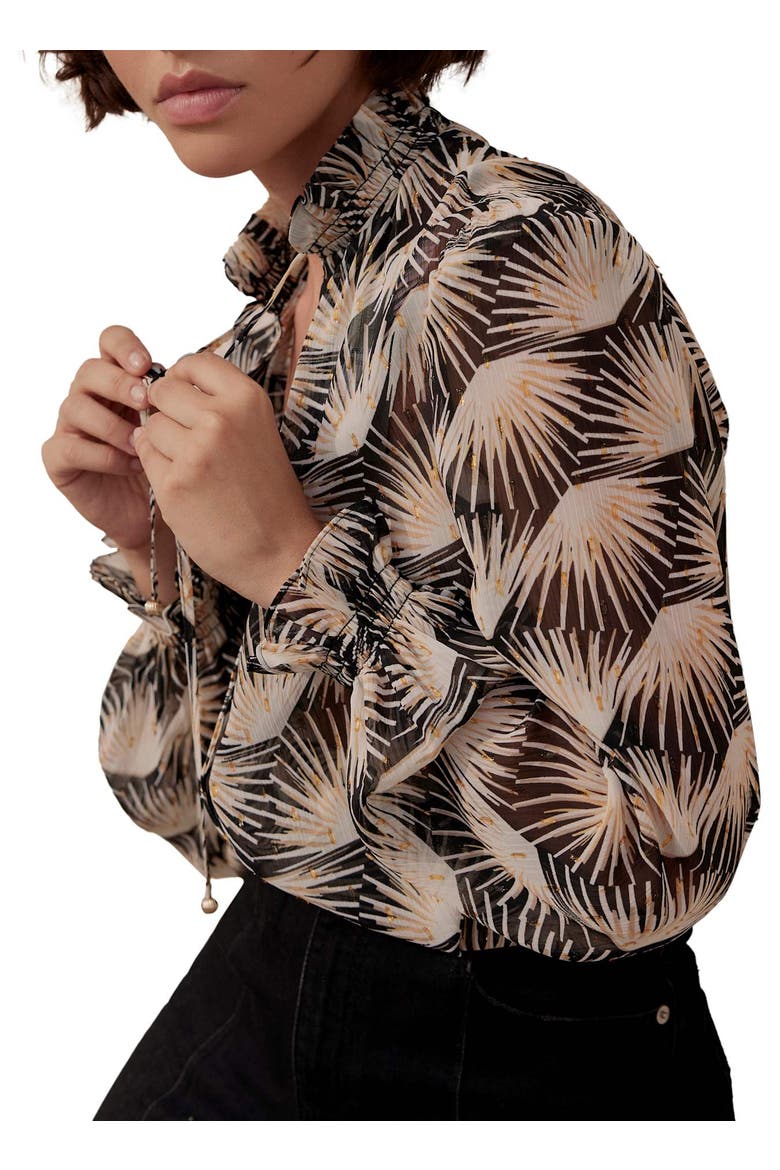 Geo Print Blouse, Alternate, color, Black