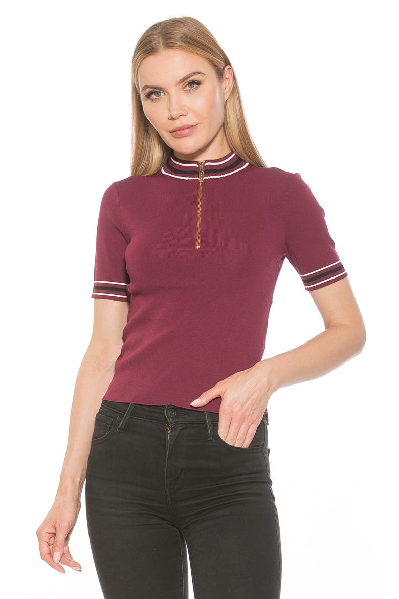 Phoebe Short Sleeve Turtle Neck Sweater, Alternate, color, BURGUNDY