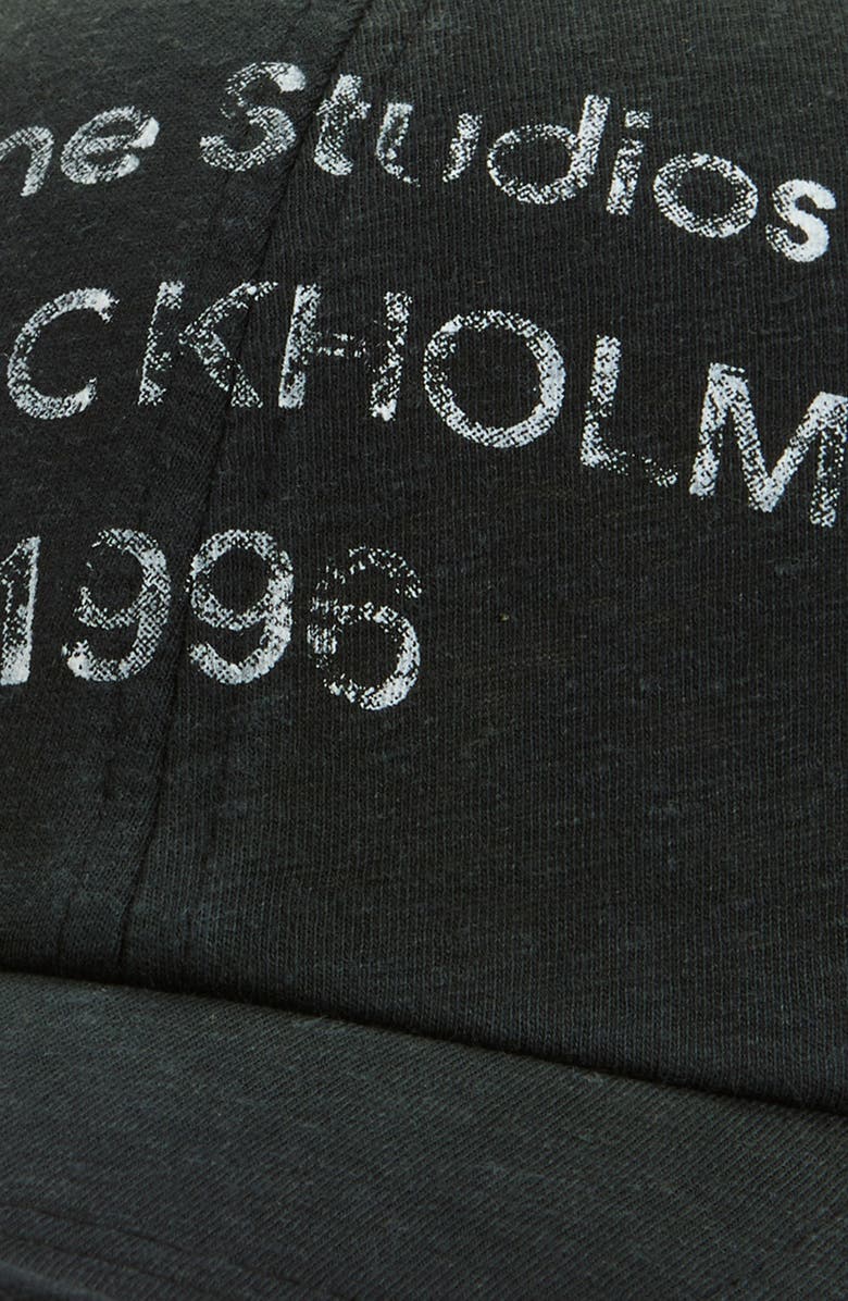 Acne Studios Logo Stamp Cotton Twill Baseball Cap, Alternate, color, Black