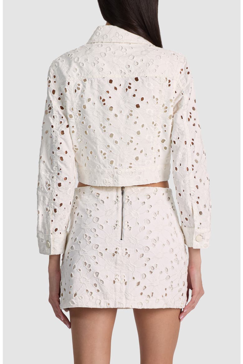 Chloe Eyelet Embroidered Denim Jacket, Alternate, color, OFF WHITE