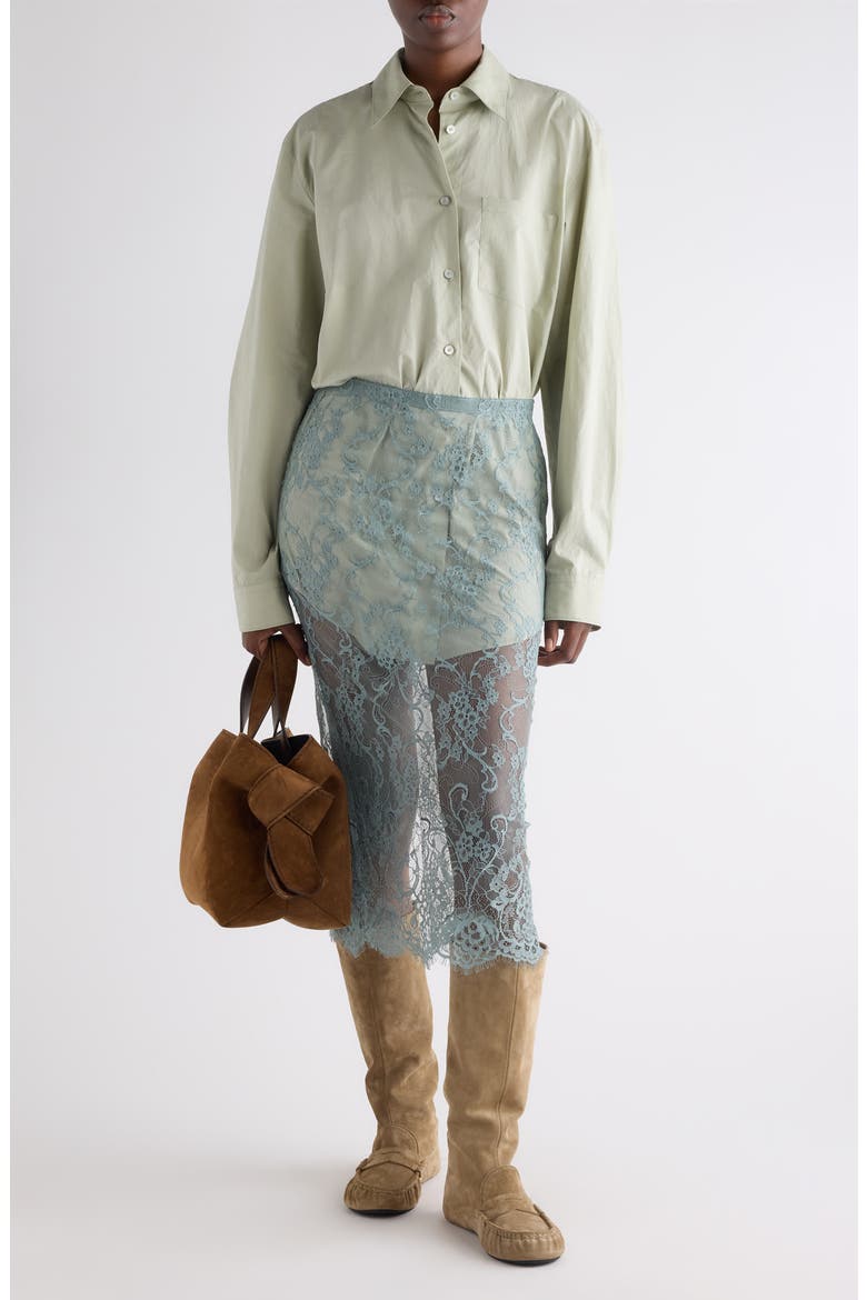 Mixed Media Long Sleeve Shirtdress, Alternate, color, EUCALYPTUS GREEN