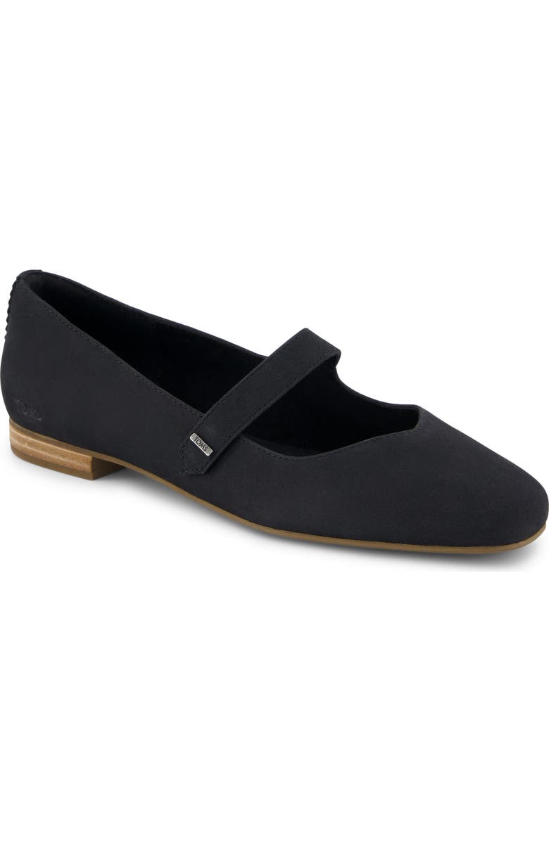 TOMS Bianca Mary Jane Flat, Main, color, Black Leather