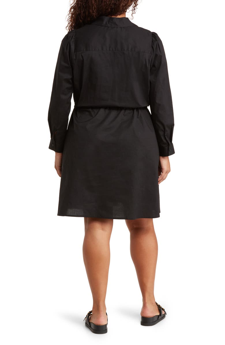 BY DESIGN Adira Long Sleeve Poplin Midi Shirtdress, Alternate, color, Black