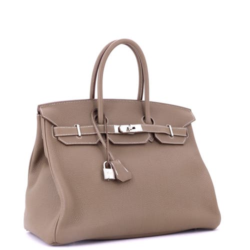 Pre-owned Hermes  Hermes Birkin Handbag Grey Togo With Palladium Hardware 35 In Brown