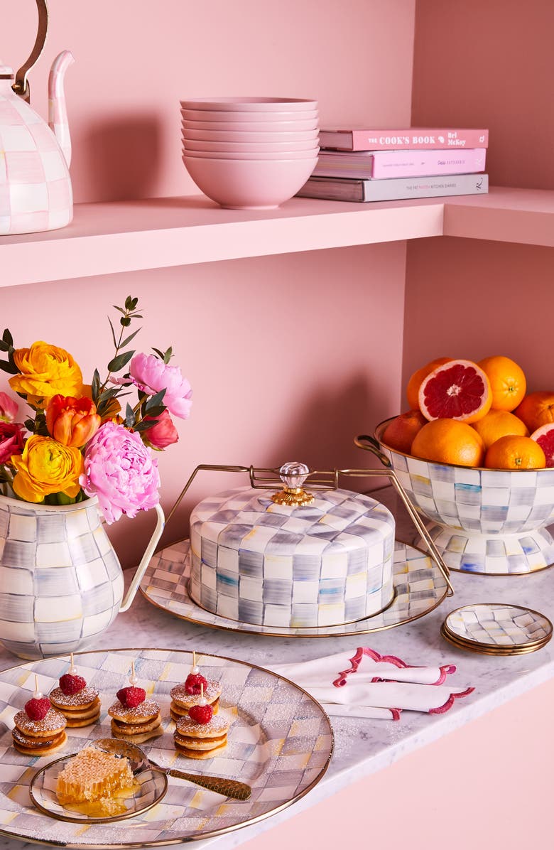 MACKENZIE CHILDS Sterling Check Enameled Steel Everything Bowl, Alternate, color, Grey/ White