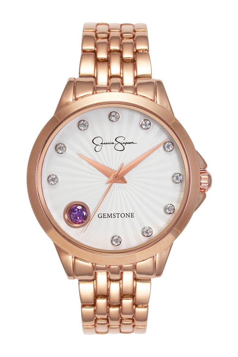 Jessica Simpson Women's Quartz Semi Precious Stone Bracelet Watch, 38mm ...