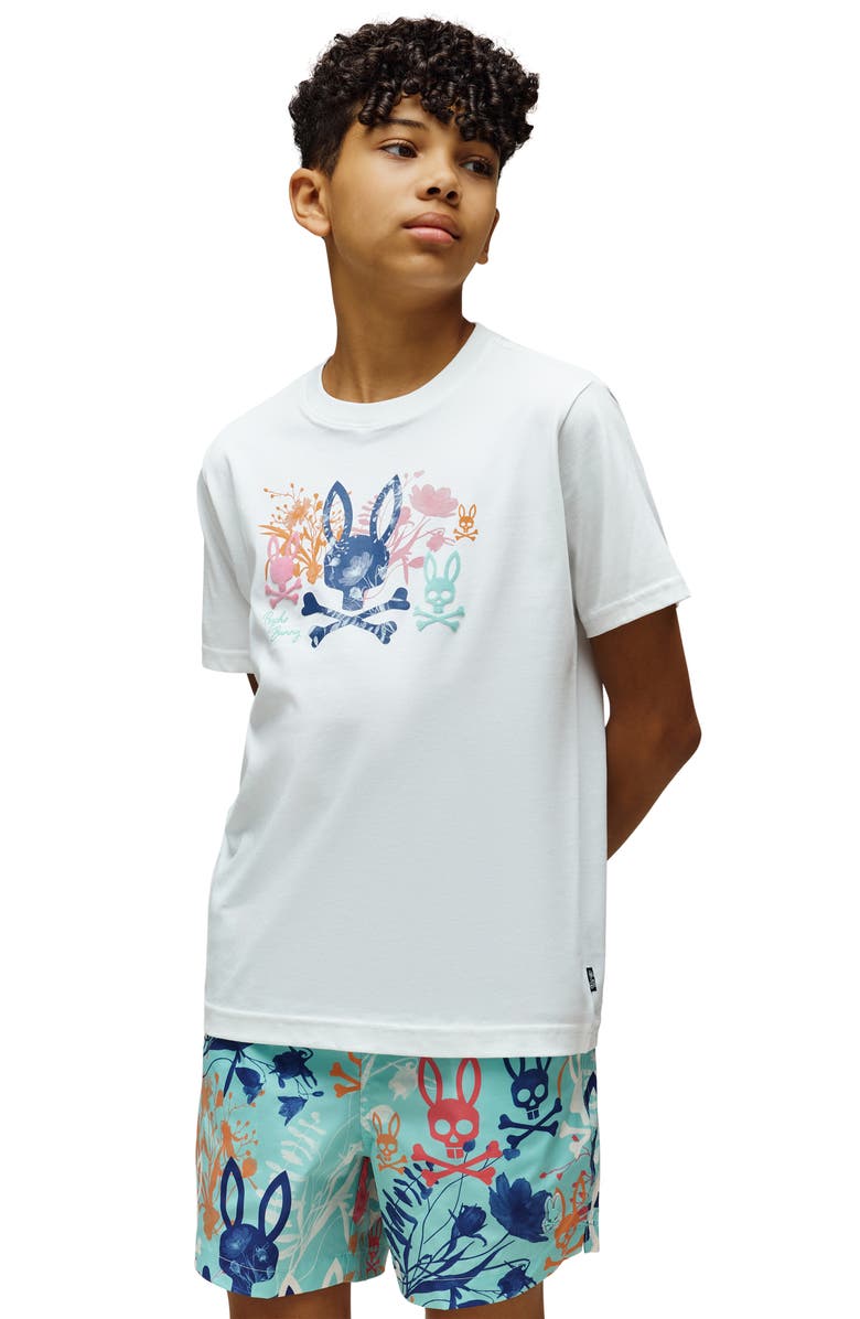 Psycho Bunny Kids' Santino Pima Cotton Graphic T-Shirt, Alternate, color, White