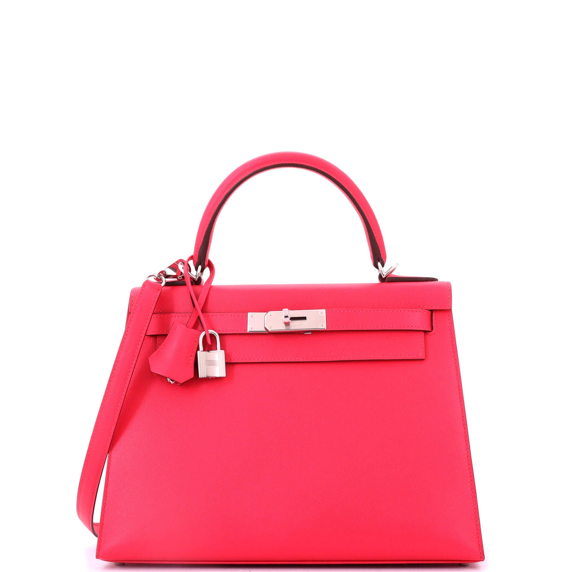 Pre-Owned Hermes Kelly Handbag Pink Madame with Palladium Hardware 28, Main, color, 