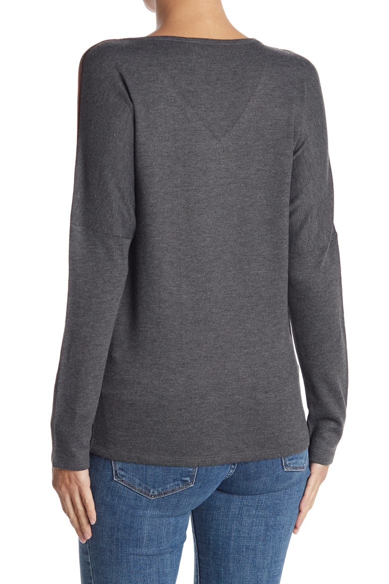 Colorblock V-Neck Sweater, Alternate, color, BLACK DYE 1