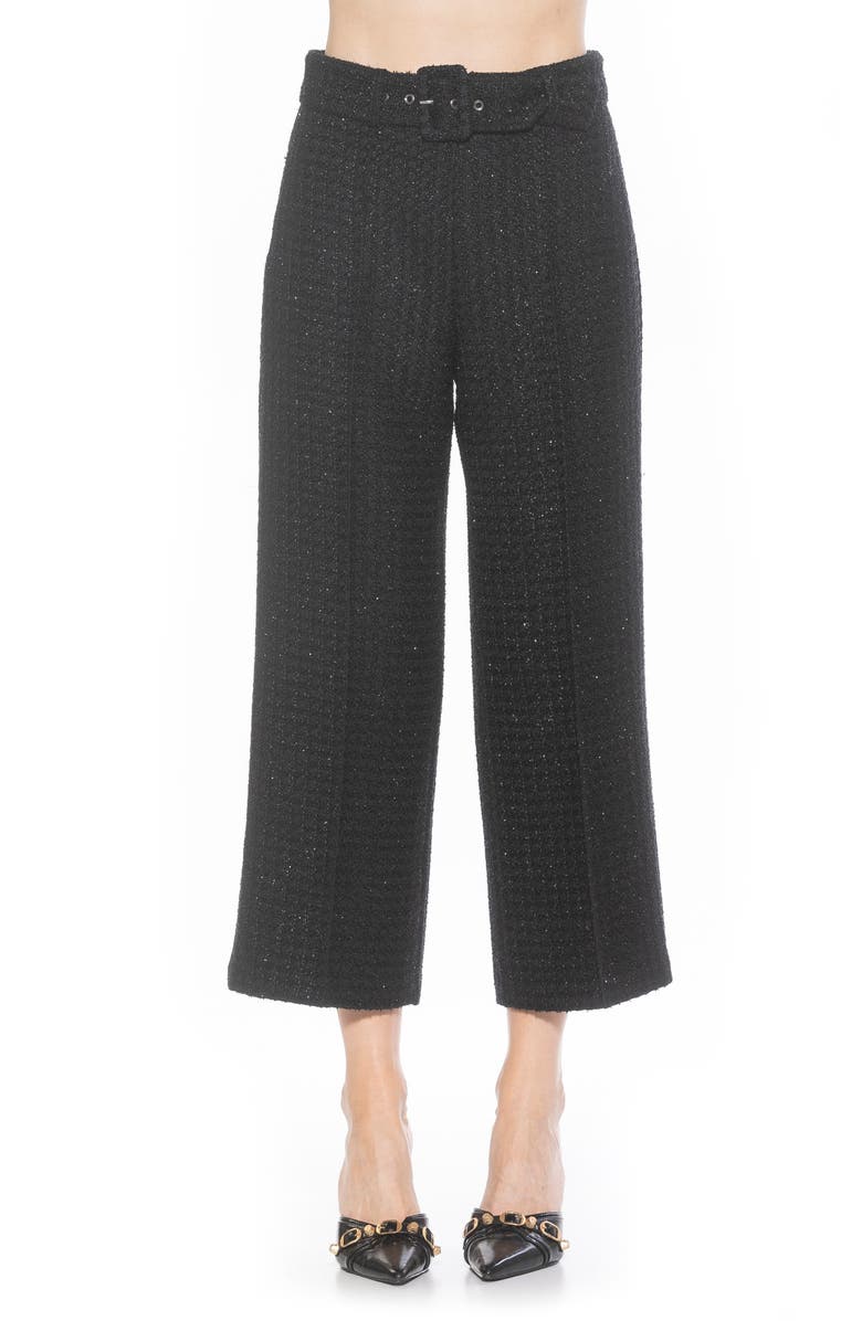 Alexia Admor Caden Tweed Wide Leg Pants, Main, color, Black